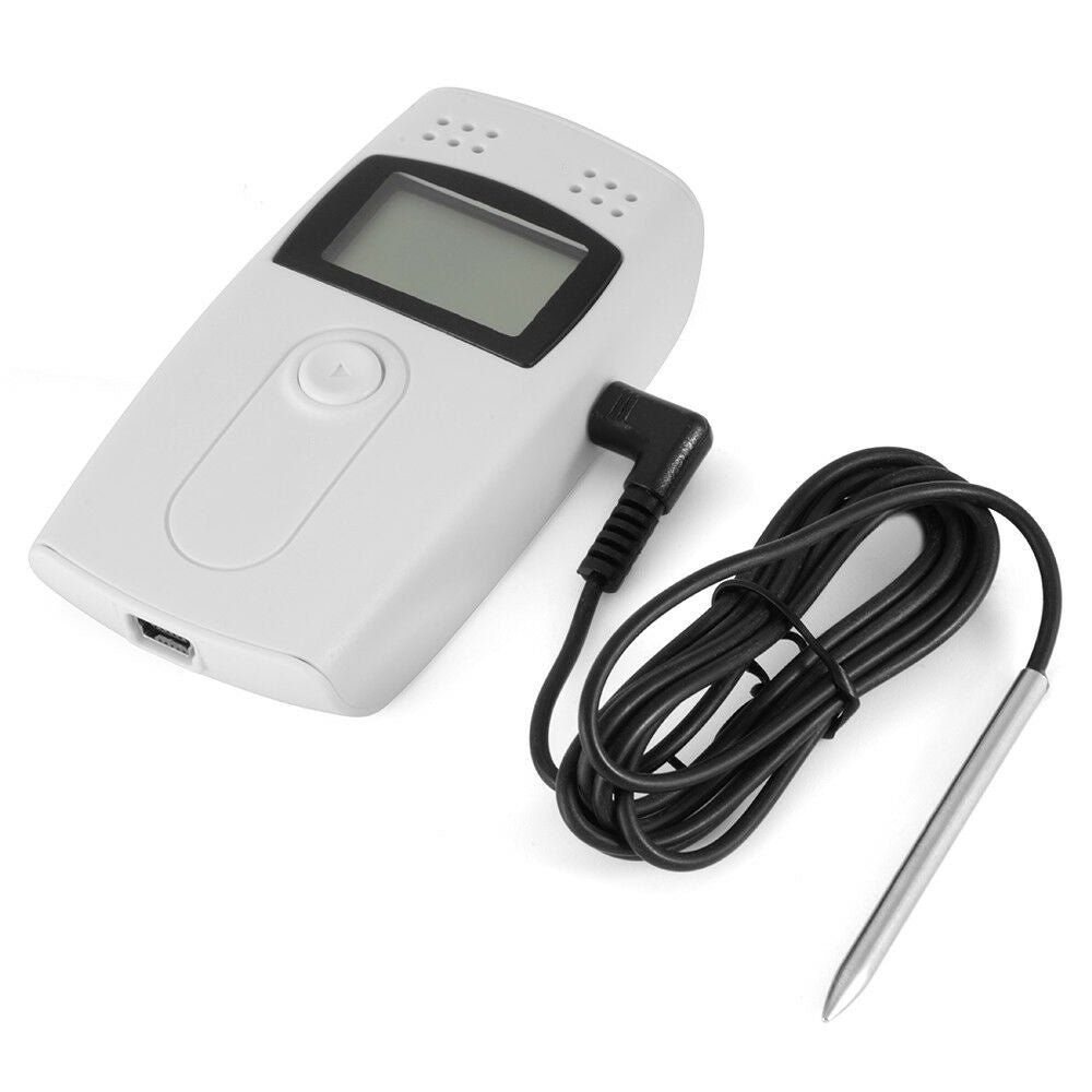 USB Temperature Temp Data Logger LCD Recorder External Sensor Probe Degree C F