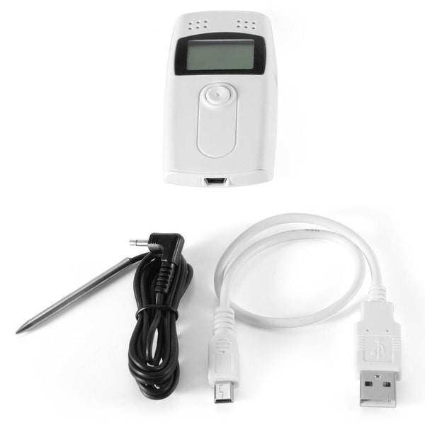 USB Temperature Temp Data Logger LCD Recorder External Sensor Probe Degree C F
