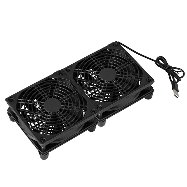 Double 12cm Cooling Fan USB Cooler Stand 1200RPM for Router Modem Set Top TV Box