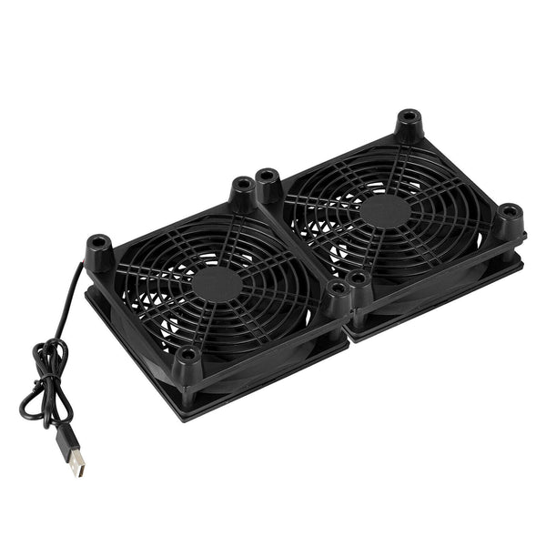 Double 12cm Cooling Fan USB Cooler Stand 1200RPM for Router Modem Set Top TV Box