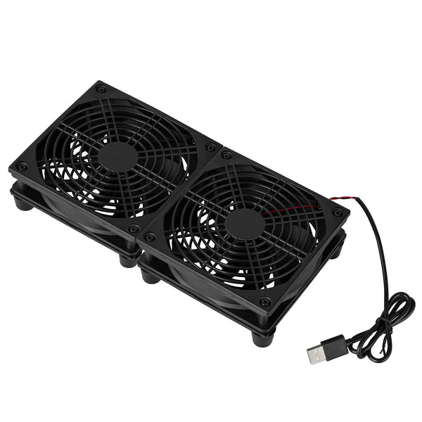 Double 12cm Cooling Fan USB Cooler Stand 1200RPM for Router Modem Set Top TV Box