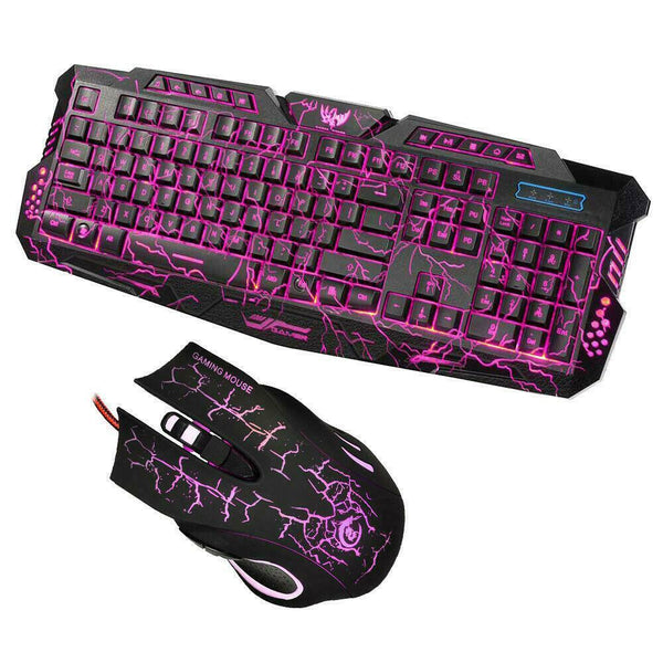 Multi Colored Gaming Game Backlight Keyboard Optical Mouse LED Color Changing