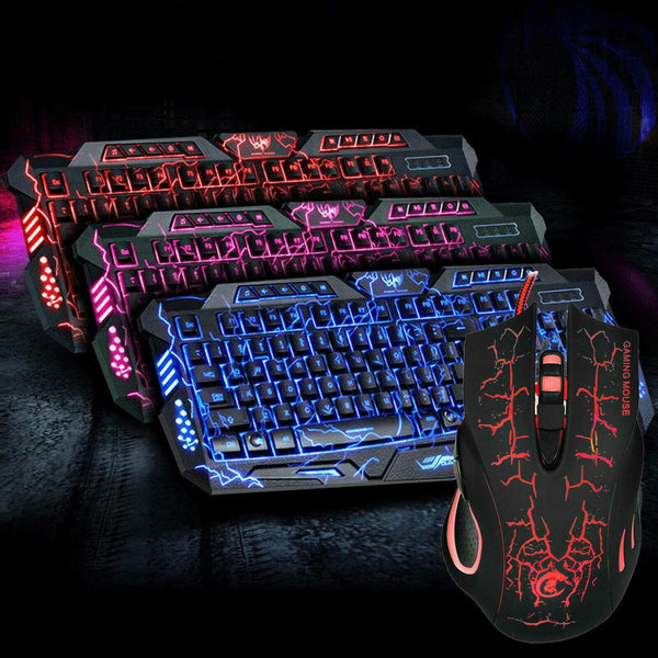 Multi Colored Gaming Game Backlight Keyboard Optical Mouse LED Color Changing