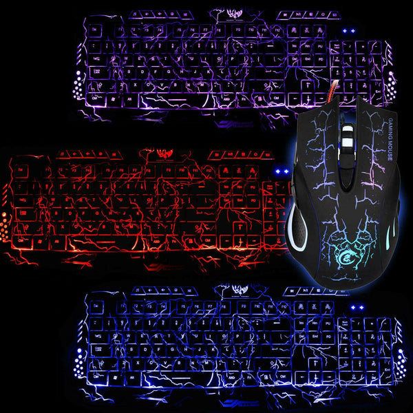 Multi Colored Gaming Game Backlight Keyboard Optical Mouse LED Color Changing