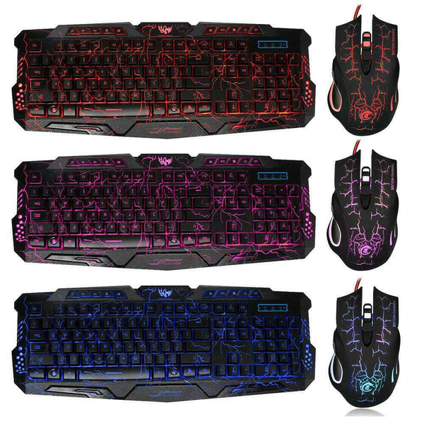Multi Colored Gaming Game Backlight Keyboard Optical Mouse LED Color Changing