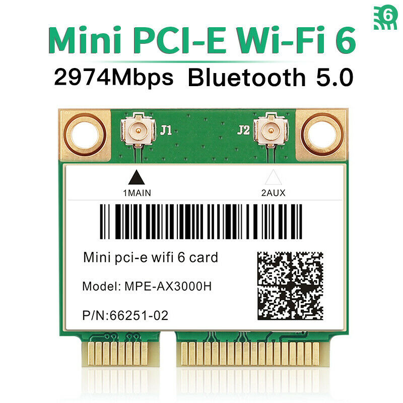 Laptop 3000 Mbps WiFi 6 Wireless Card Dual Band Mini PCI-E MPE-AX3000H Adapter