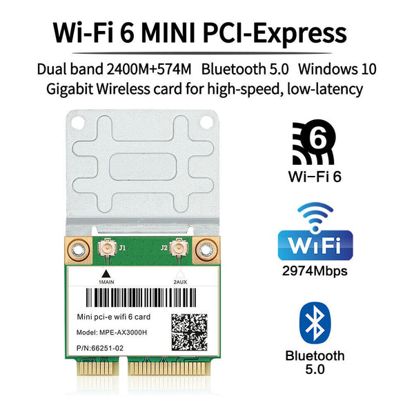 Laptop 3000 Mbps WiFi 6 Wireless Card Dual Band Mini PCI-E MPE-AX3000H Adapter