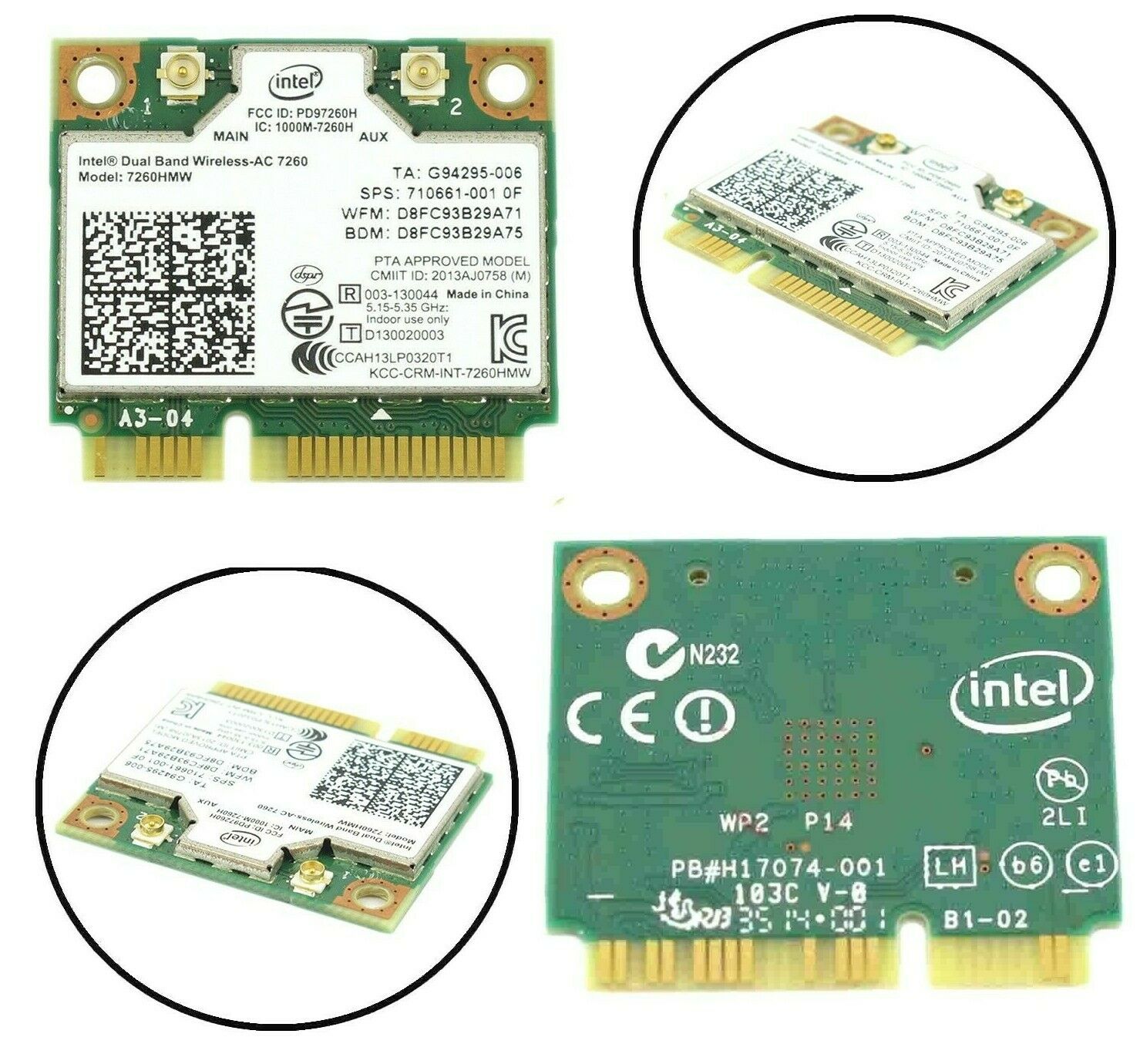DualBand Wireless WIFI AC 7260 7260HMW Mini PCI-E Bluetooth 4.0 Intel Card Board