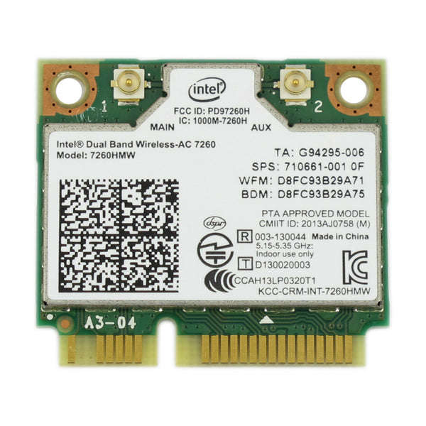 DualBand Wireless WIFI AC 7260 7260HMW Mini PCI-E Bluetooth 4.0 Intel Card Board