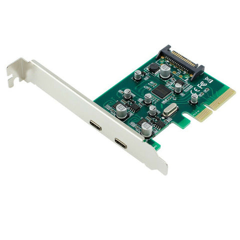 Desktop PCI-E 4x Express to USB 3.1 USB-C Type C Dual Port Add on Card Adapter