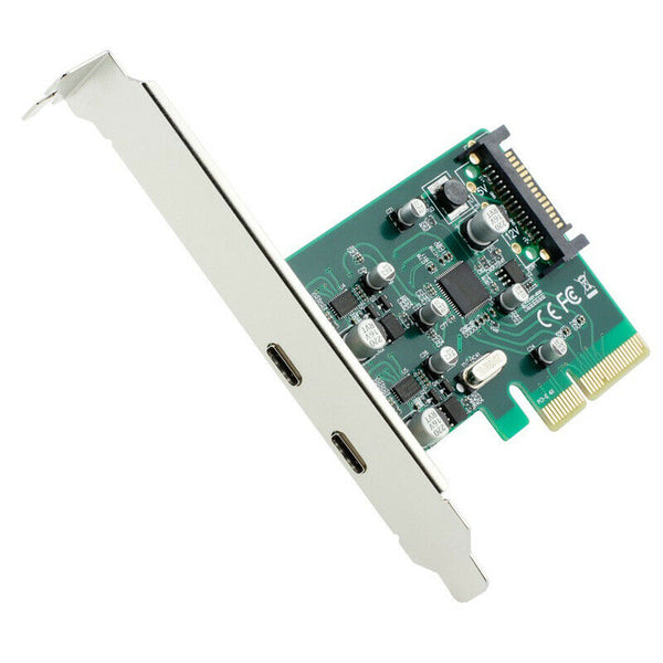 Desktop PCI-E 4x Express to USB 3.1 USB-C Type C Dual Port Add on Card Adapter
