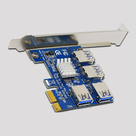 4 Ports Board PCI-E PCI Express 1x to 4 USB 3.0 GT Expansion Riser Card Adapter
