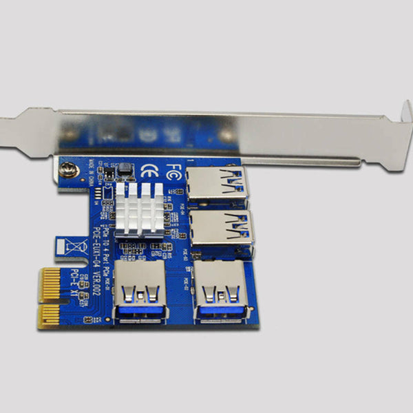 4 Ports Board PCI-E PCI Express 1x to 4 USB 3.0 GT Expansion Riser Card Adapter