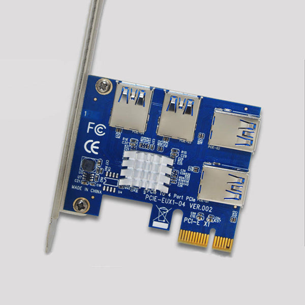 4 Ports Board PCI-E PCI Express 1x to 4 USB 3.0 GT Expansion Riser Card Adapter