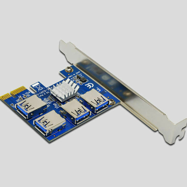 4 Ports Board PCI-E PCI Express 1x to 4 USB 3.0 GT Expansion Riser Card Adapter