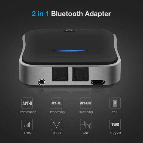 Bluetooth 5.0 Transmitter Receiver Audio Optical Wireless Adapter aptX HD TV PC