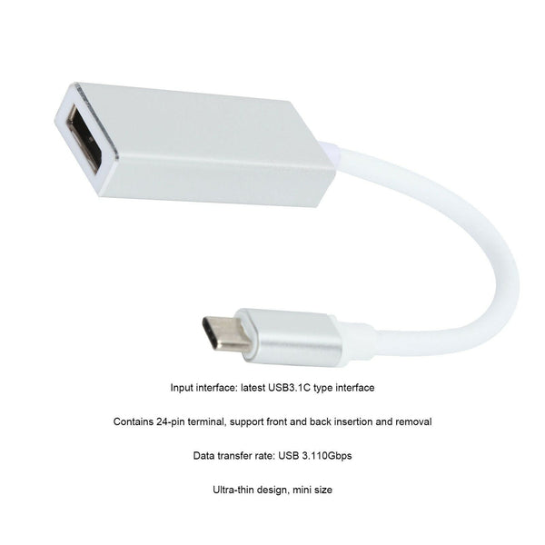 Type C To DP Hub Adapter Display Port Converter USB 3.1 10 GBps For Macbook Air 12"