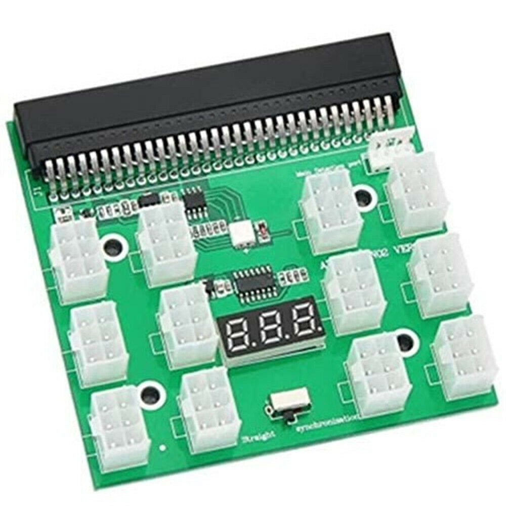 12X 6 Pin Power Supply Adapter HP Mining Server GPU LED 12V Breakout Board Converter