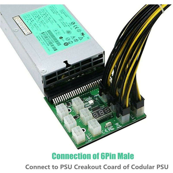 12X 6 Pin Power Supply Adapter HP Mining Server GPU LED 12V Breakout Board Converter