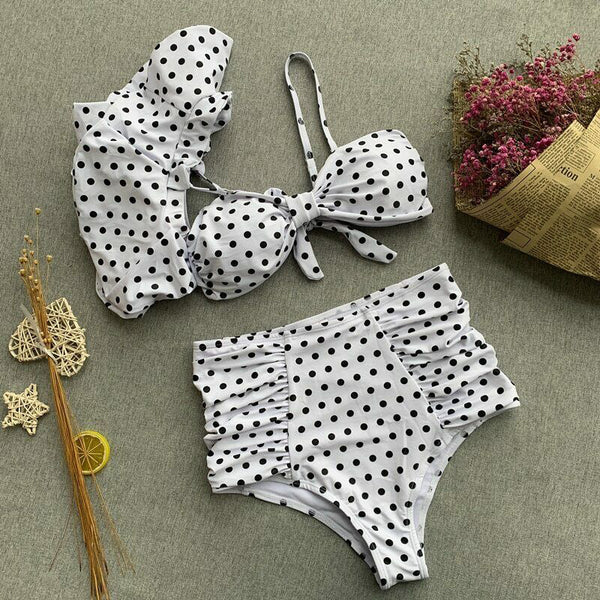 Black Dots Bikini Retro Swimsuits Brazilian Push Up Swimwear Vintage Monokini