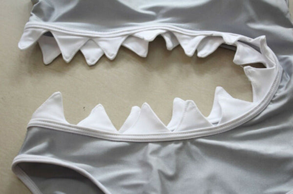 One Piece Swimsuit Shoulder Shark Shape Design Women Swimwear Padded Bra Bikini