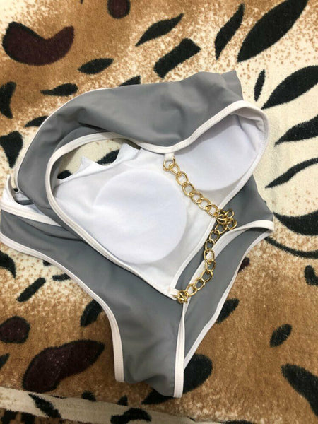 One Piece Swimsuit Shoulder Shark Shape Design Women Swimwear Padded Bra Bikini