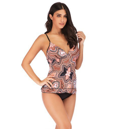 Attractive Plus Size Swimwear Women Swimsuit Tankini Vintage Retro Print Floral