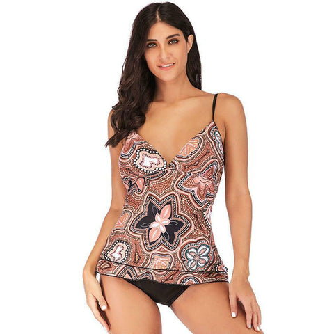 Attractive Plus Size Swimwear Women Swimsuit Tankini Vintage Retro Print Floral