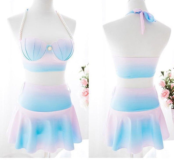 Beauty Mermaid Bikini Top Swimsuits Push Up Swimwear Bathing Suit Tankini Set