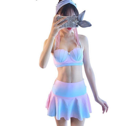 Beauty Mermaid Bikini Top Swimsuits Push Up Swimwear Bathing Suit Tankini Set