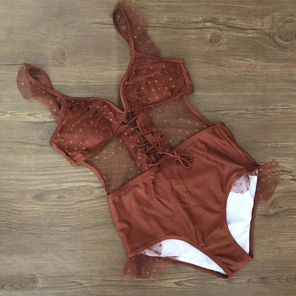 Trikini Beachwear Swimwear Women One Piece Off Shoulder High Waist Swimsuit Sexy