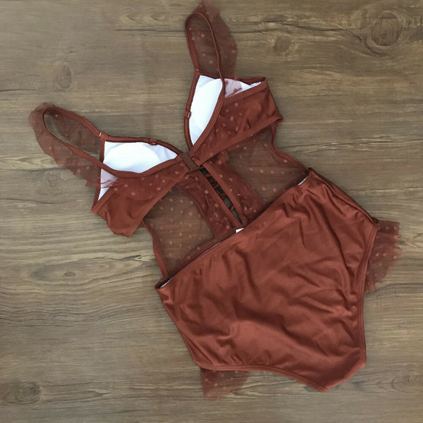 Trikini Beachwear Swimwear Women One Piece Off Shoulder High Waist Swimsuit Sexy