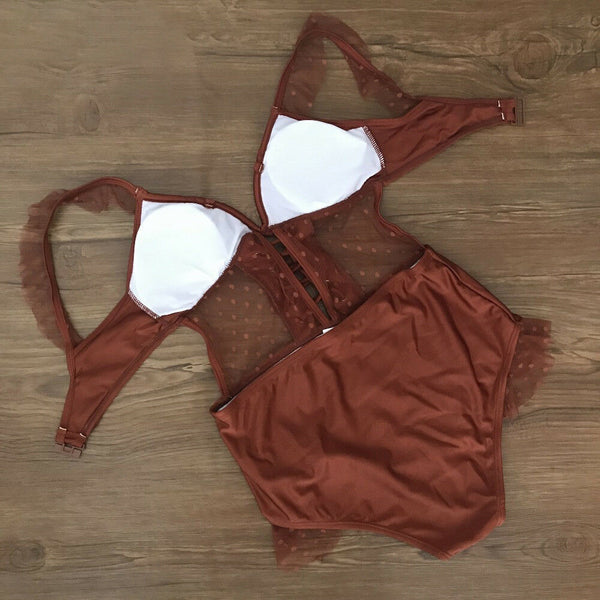 Trikini Beachwear Swimwear Women One Piece Off Shoulder High Waist Swimsuit Sexy