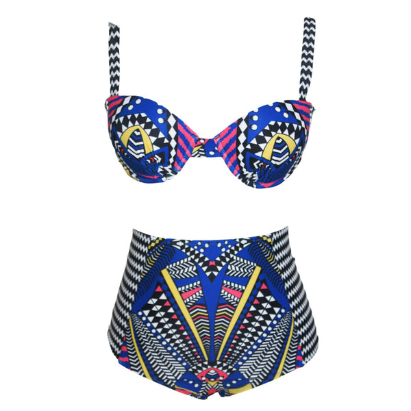 Special Lady Swimsuit Bikini Set Bandage Lace Up High Waist Bath Brazilian Print