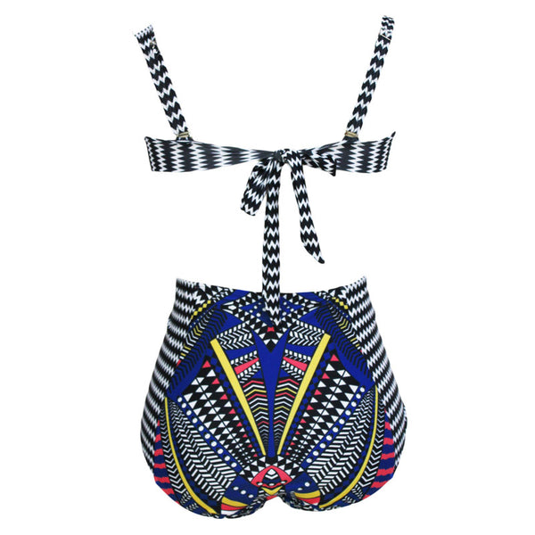 Special Lady Swimsuit Bikini Set Bandage Lace Up High Waist Bath Brazilian Print