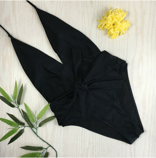 Stylish Women Sexy Backless Piece Swimwear Monokini Bikini Front Tie Beach Wear