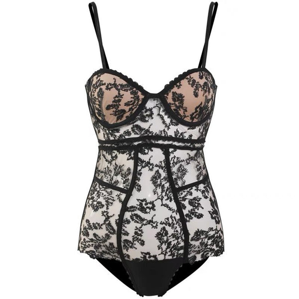 Sexy Breathable Poolside Retro Vintage Black Lace Swimwear Bathing Suit Monokini