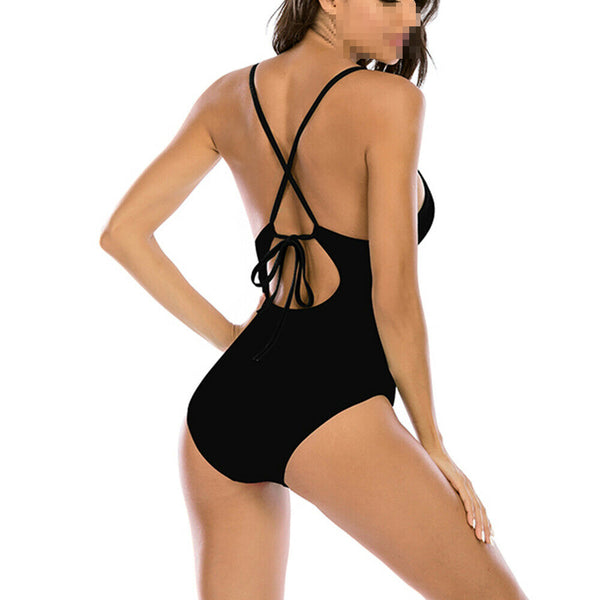 Women Girl Monokini Swimwear Green Leaf strappy Swimsuit Bathing Set Beachwear