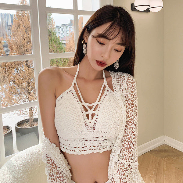 Hot Spring Vacation Comfortable Women White Bikini With Cover Up Swimsuit