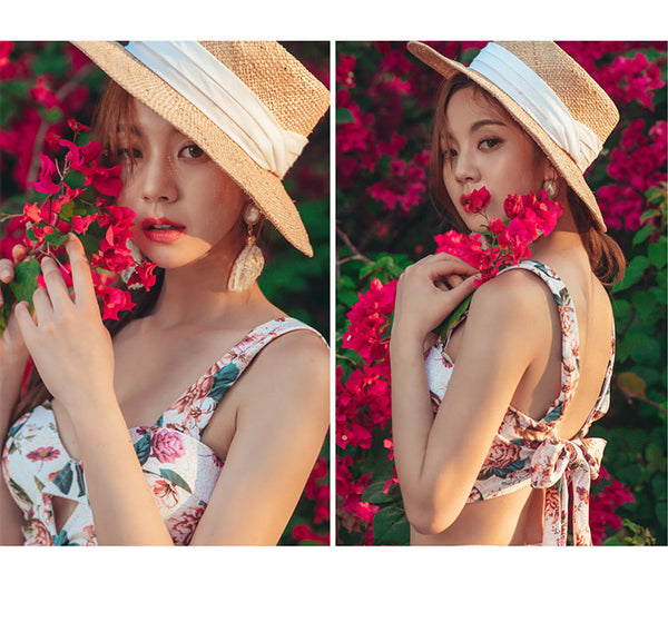 Retro Sexy Swimsuit Floral Beachwear Two Piece High Waist Pushup Bikini Swim Wear