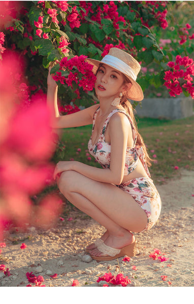 Retro Sexy Swimsuit Floral Beachwear Two Piece High Waist Pushup Bikini Swim Wear