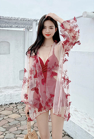 High Quality Luxury Attractive Women Vintage High Waist Sexy Swimsuit Lace Outerwear