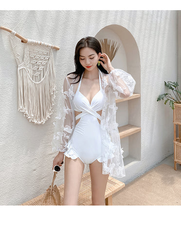 High Quality Luxury Attractive Women Vintage High Waist Sexy Swimsuit Lace Outerwear