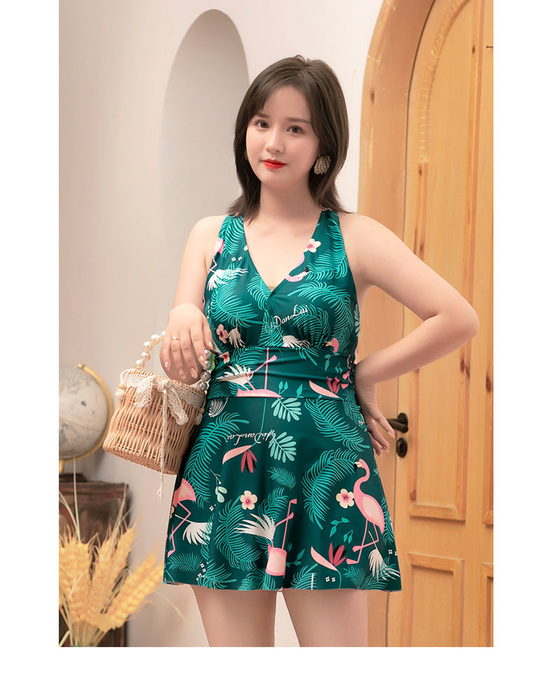 Extra Very Large Size V Neck Fat Dress Tankini Top Tie Dye Lattice Back High waist Swimsuit