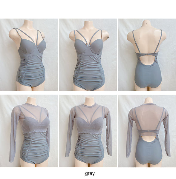 Retro Large Cup Size One Piece Swimsuit Women Summer Hot Spring top cover Swimwear