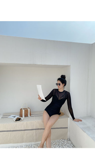 Retro Large Cup Size One Piece Swimsuit Women Summer Hot Spring top cover Swimwear