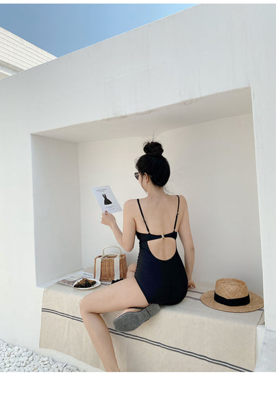 Retro Large Cup Size One Piece Swimsuit Women Summer Hot Spring top cover Swimwear