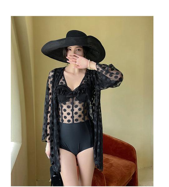 Two Piece Women Sexy See Through Waist Hot Spring Lace Swimsuit Sun wear swimwear