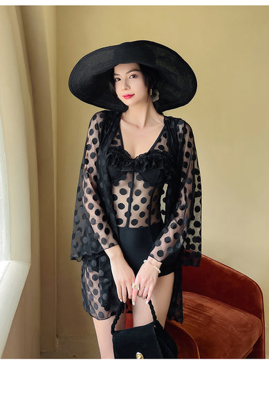 Two Piece Women Sexy See Through Waist Hot Spring Lace Swimsuit Sun wear swimwear