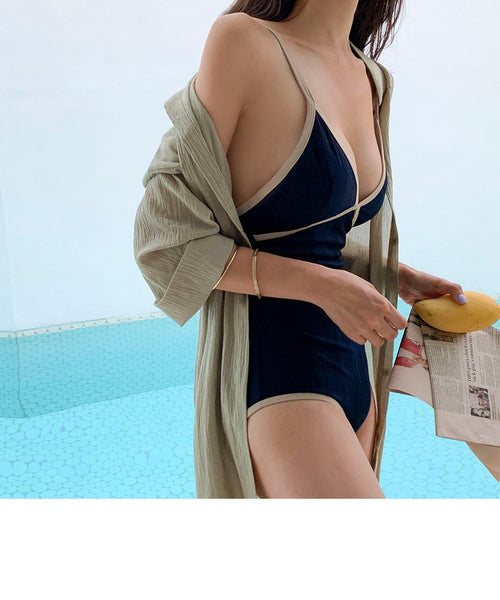 New One Piece Monokini Backless Sling Strap Wireless Padded Bra Push Up Swimsuit